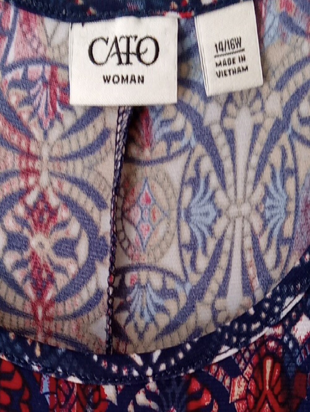 Cato Cap Sleeve Patterned Tunic Blouse Size 14/16W - Picture 4 of 5